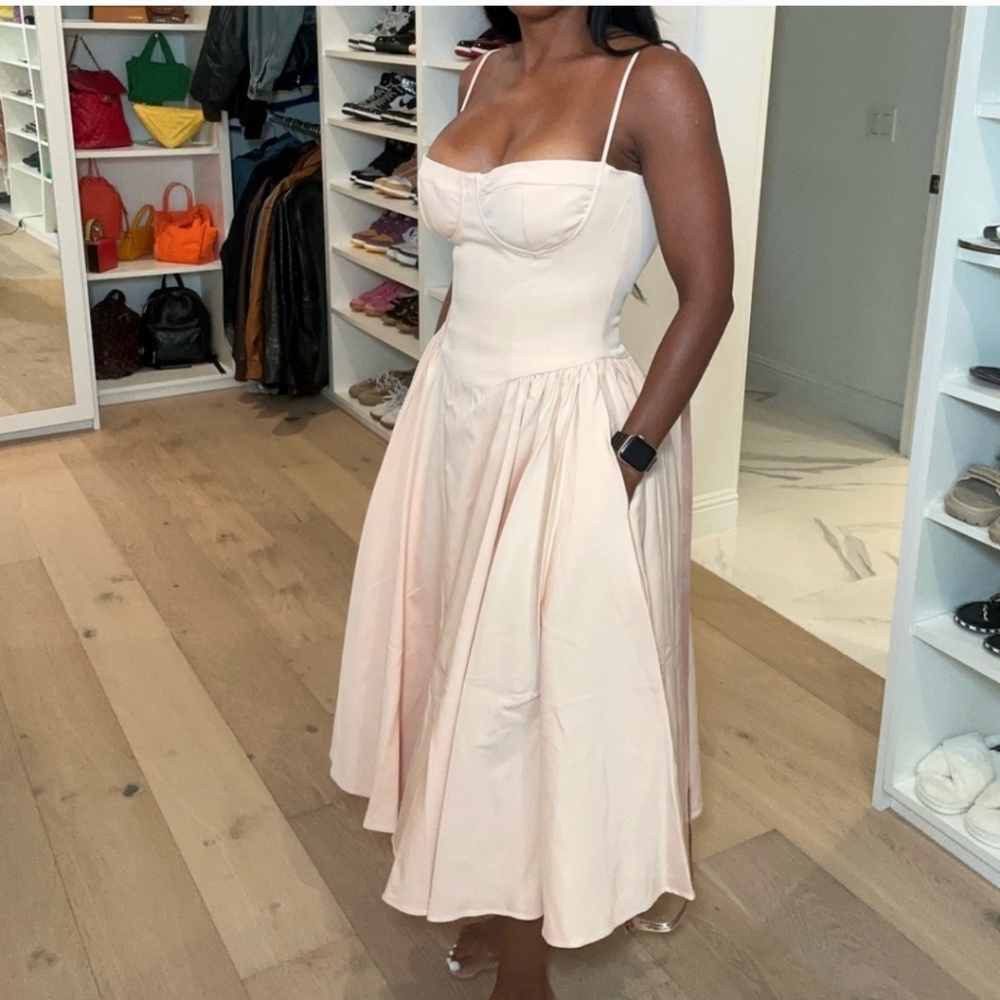 House of CB Samaria Corset Fit & Flare Dress Peach Parfait - Picture 5 of 7